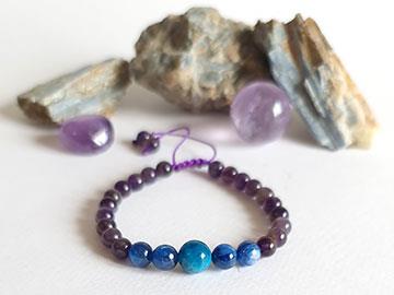 دستبند کیانیت آبی، آپاتیت و آمیتیست