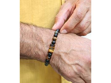 دستبند مردانه ابسیدین و چشم‌ببر