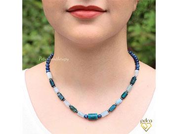 گردنبند زنانه لاجورد و حدید و آکوامارین و آپاتیت