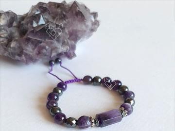 دستبند زنانه حدید و آمیتیست و نقره 