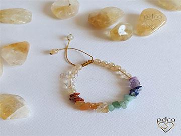 دستبند زنانه سیترین و هفت‌چاکرا