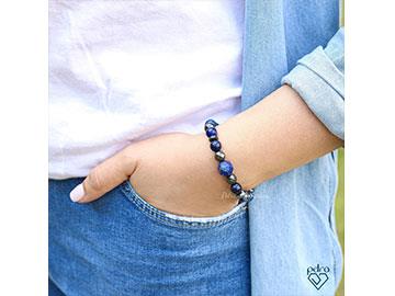 دستبند زنانه حدید و لاجورد