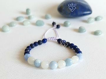  دستبند مون‌استون،آکوامارین و لاجورد