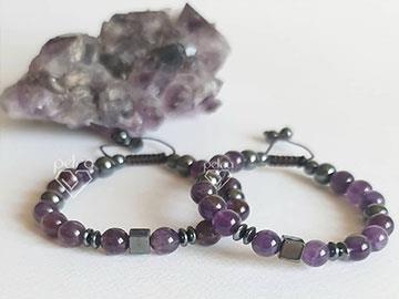 دستبند مردانه ، حدید و آمیتیست 