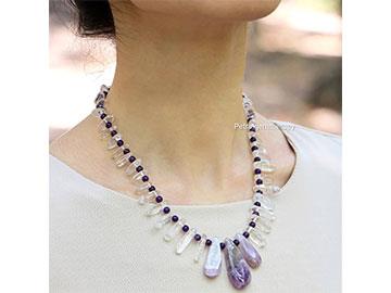 گردنبند زنانه آمتیست و کریستال کوارتز
